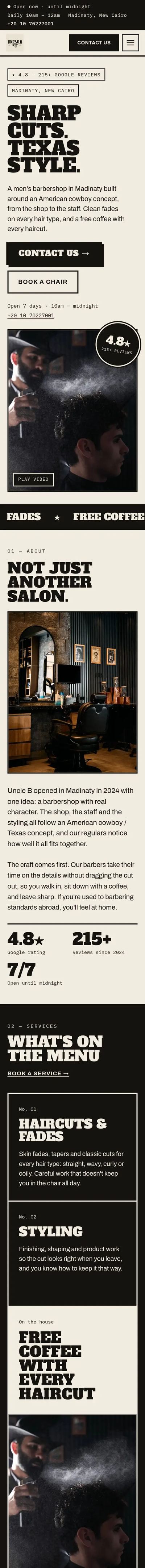 Uncle B website on mobile